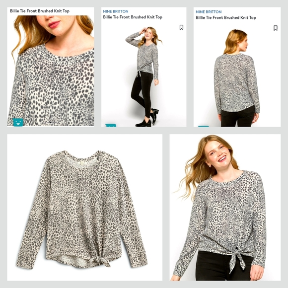 nine britton Tops - Nine Britton Tie Front Brushed Knit Top Size Med NWT